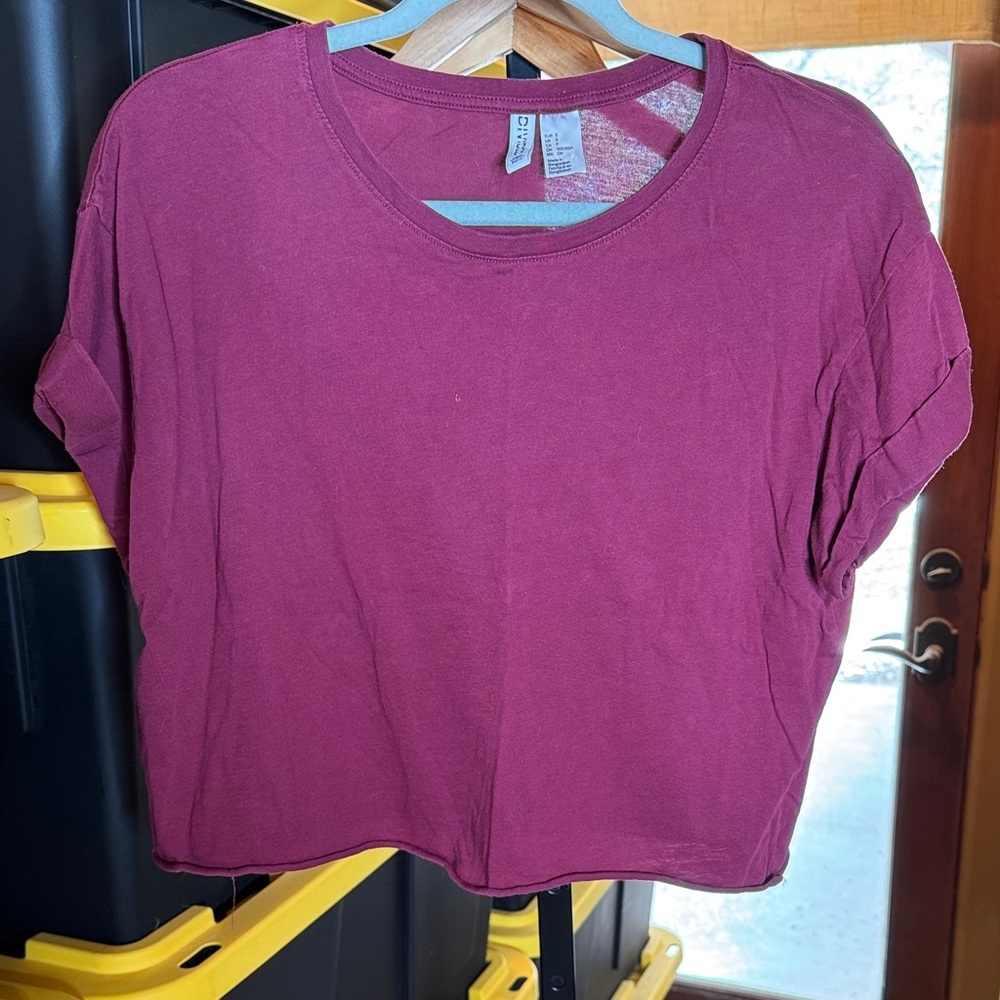 H&M Divided Burgundy Crop Top Size Small